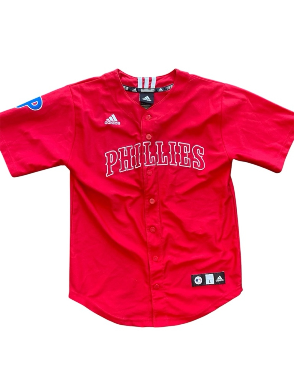 adidas Philadelphia Phillies Red Button-Front Baseball Jersey Youth Large MLB
